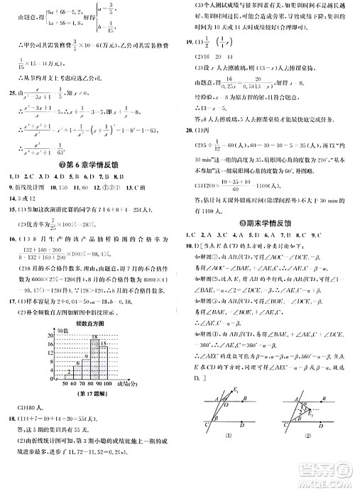 浙江教育出版社2024年春自主高效练七年级数学下册浙教版答案