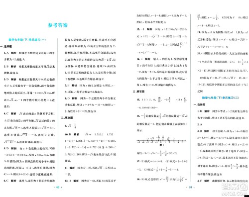 希望出版社2024年春全程检测单元测试卷七年级数学下册C版答案