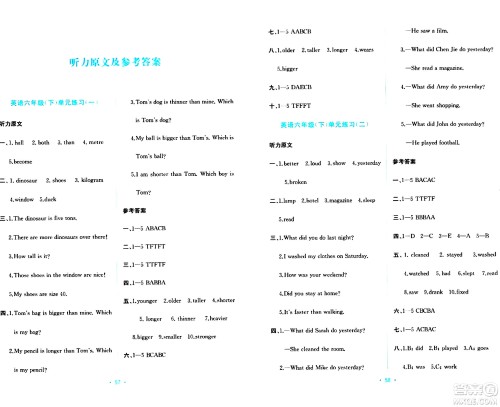 希望出版社2024年春全程检测单元测试卷六年级英语下册人教版A版答案 希望出版社2024年春全程检测单元测试卷六年级英语下册人教版A版答案