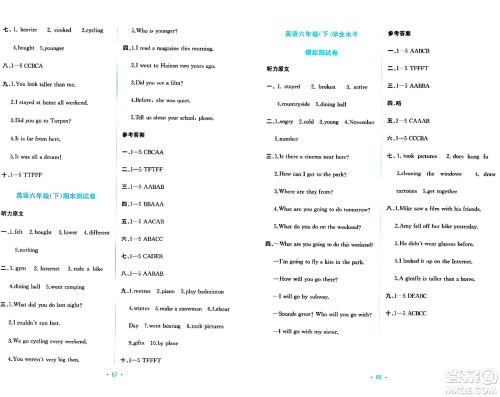 希望出版社2024年春全程检测单元测试卷六年级英语下册人教版A版答案 希望出版社2024年春全程检测单元测试卷六年级英语下册人教版A版答案