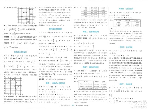 北方妇女儿童出版社2024年春金色课堂同步跟踪大试卷六年级数学下册人教版参考答案