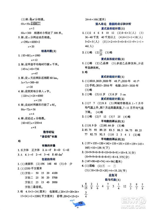 辽宁教育出版社2024年春好课堂堂练五年级数学下册北师大版参考答案