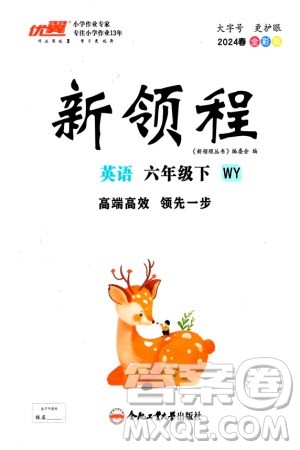 合肥工业大学出版社2024年春新领程六年级英语下册外研版参考答案