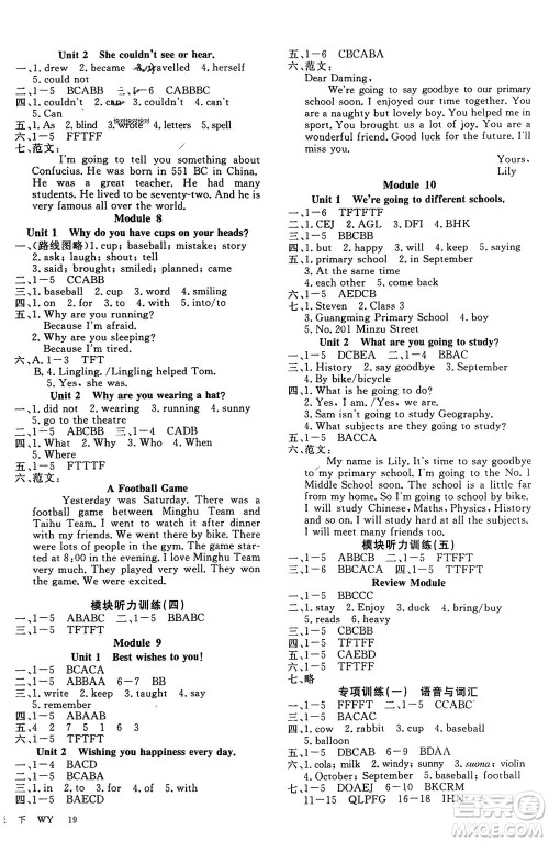 合肥工业大学出版社2024年春新领程六年级英语下册外研版参考答案