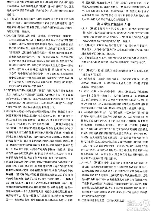 新疆青少年出版社2024年春海淀单元测试AB卷八年级语文下册人教版答案