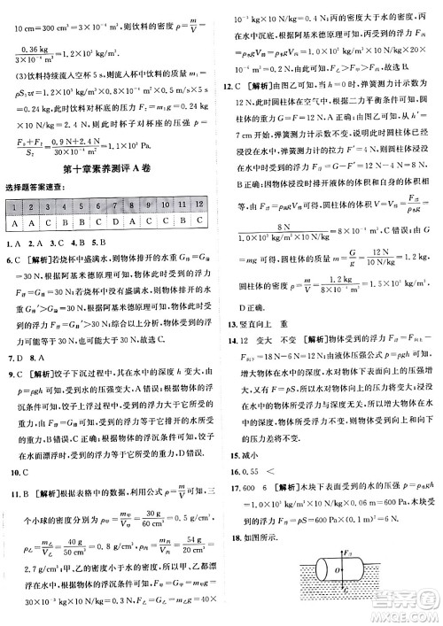 新疆青少年出版社2024年春海淀单元测试AB卷八年级物理下册人教版答案