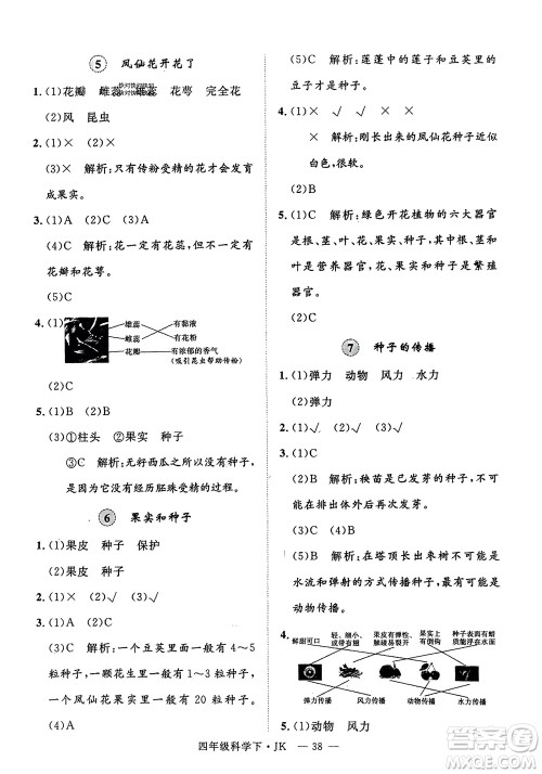 延边大学出版社2024年春新领程四年级科学下册教科版参考答案