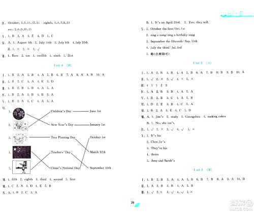 浙江工商大学出版社2024年春学力测评小学生单元测试卷五年级英语下册通用版答案 浙江工商大学出版社2024年春学力测评小学生单元测试卷五年级英语下册通用版答案