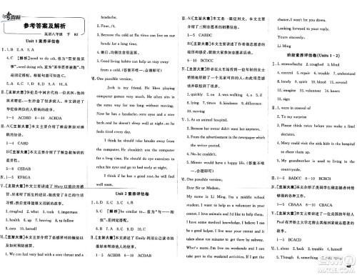 新疆青少年出版社2024年春期末考向标全程跟踪突破测试卷八年级英语下册人教版答案