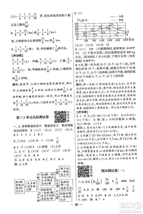 河海大学出版社2024年春经纶学霸4星学霸提高班五年级数学下册人教版答案