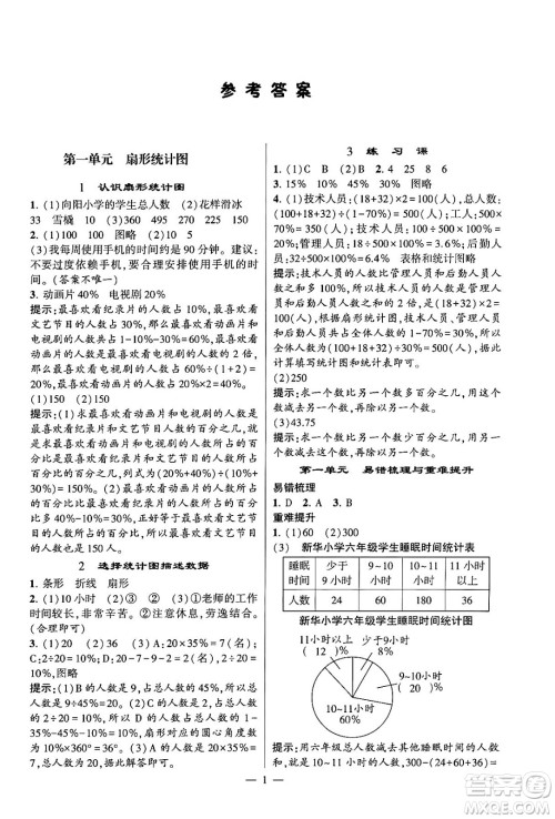 河海大学出版社2024年春经纶学霸4星学霸提高班六年级数学下册苏教版答案