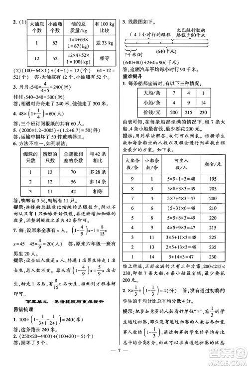 河海大学出版社2024年春经纶学霸4星学霸提高班六年级数学下册苏教版答案