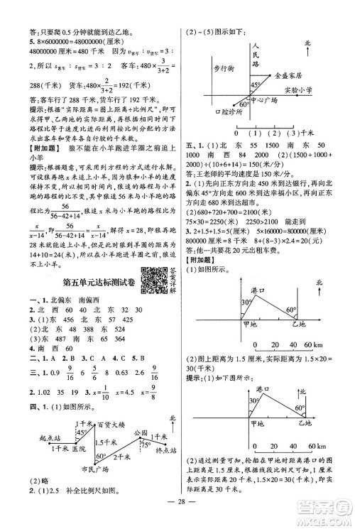 河海大学出版社2024年春经纶学霸4星学霸提高班六年级数学下册苏教版答案