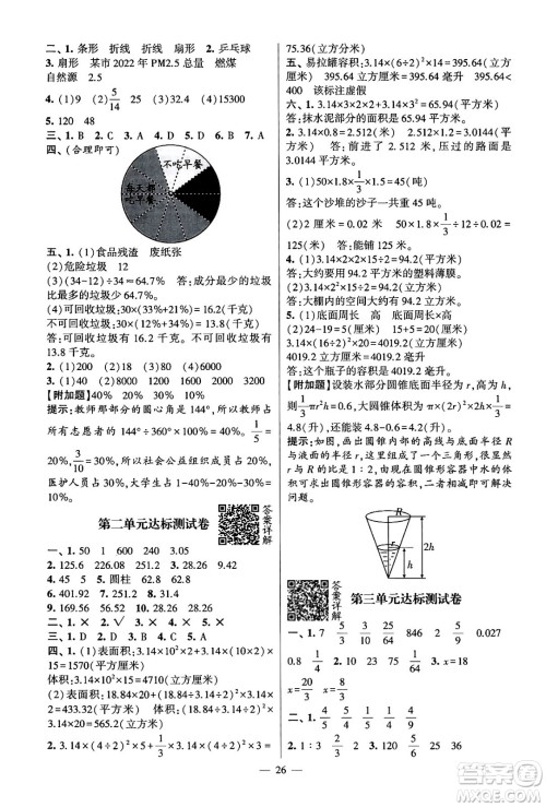 河海大学出版社2024年春经纶学霸4星学霸提高班六年级数学下册苏教版答案