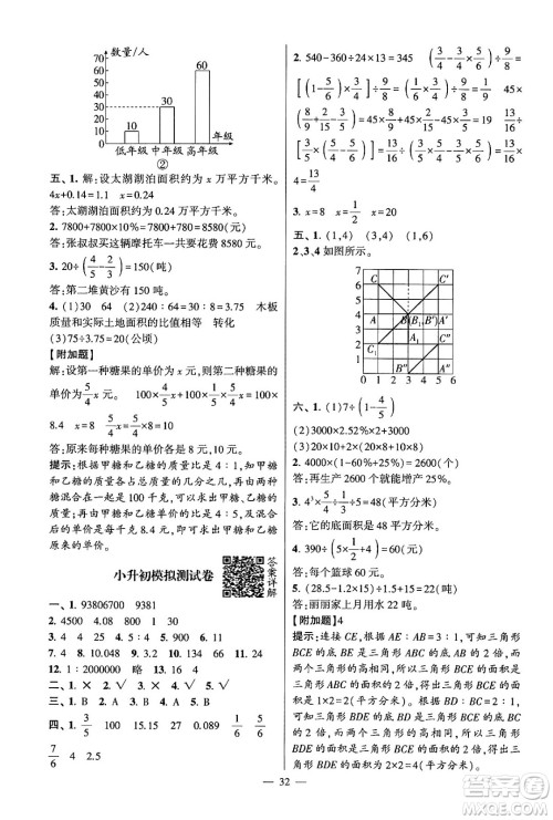 河海大学出版社2024年春经纶学霸4星学霸提高班六年级数学下册苏教版答案