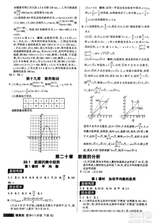 甘肃少年儿童出版社2024年春经纶学霸学霸提高班八年级数学下册人教版答案
