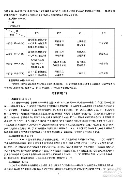 明天出版社2024年春智慧学习导学练八年级语文下册通用版答案
