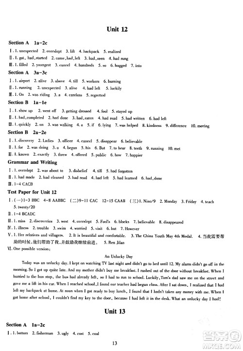 明天出版社2024年春智慧学习导学练九年级英语下册通用版答案
