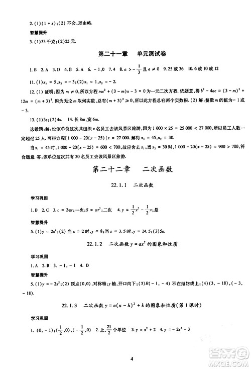 明天出版社2024年春智慧学习导学练九年级数学下册通用版答案