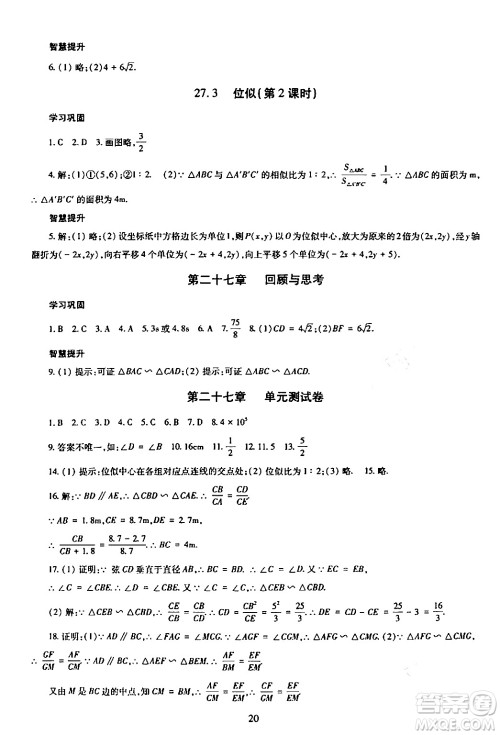 明天出版社2024年春智慧学习导学练九年级数学下册通用版答案 明天出版社2024年春智慧学习导学练九年级数学下册通用版答案