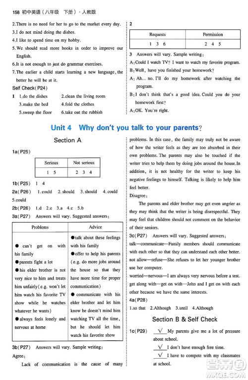 首都师范大学出版社2024年春初中同步5年中考3年模拟八年级英语下册人教版答案