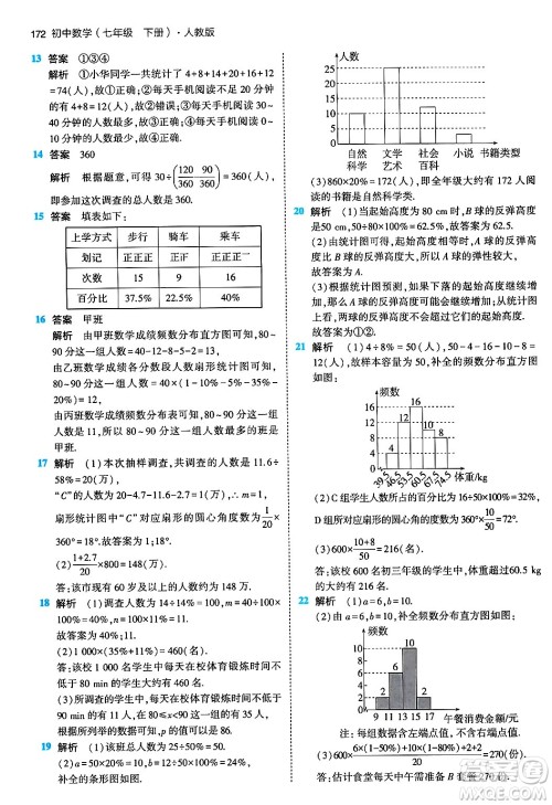 首都师范大学出版社2024年春初中同步5年中考3年模拟七年级数学下册人教版答案