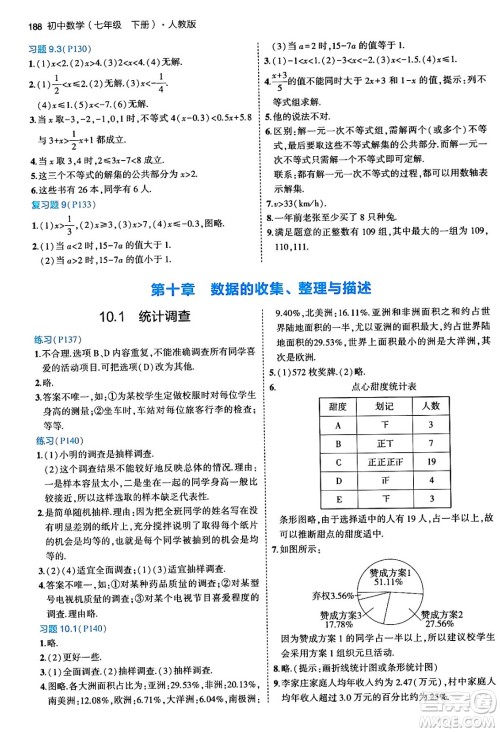 首都师范大学出版社2024年春初中同步5年中考3年模拟七年级数学下册人教版答案