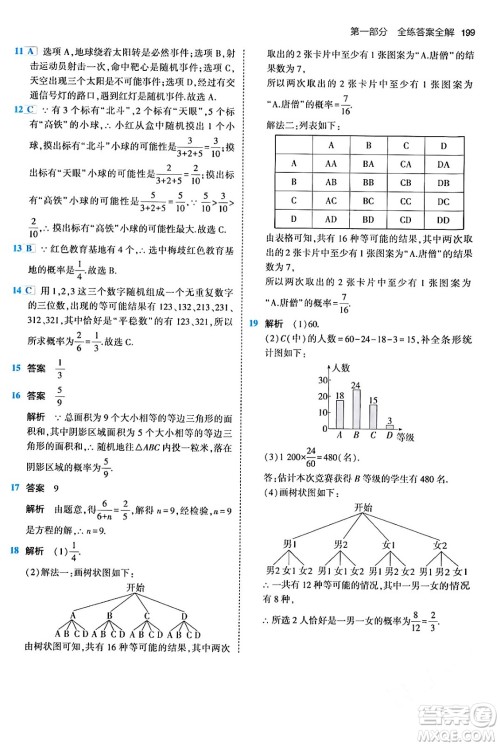 首都师范大学出版社2024年春初中同步5年中考3年模拟九年级数学下册人教版答案 首都师范大学出版社2024年春初中同步5年中考3年模拟九年级数学下册人教版答案