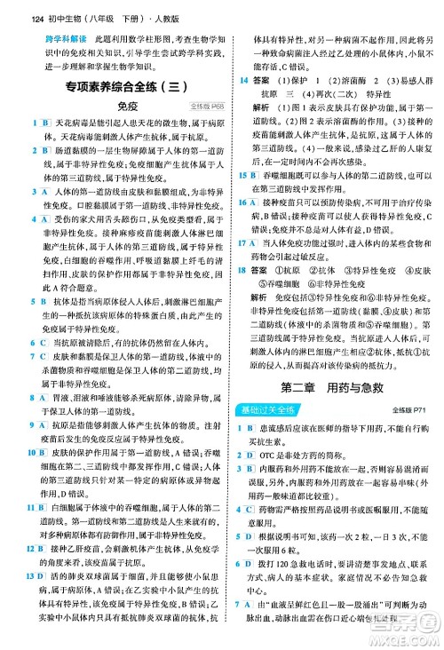 首都师范大学出版社2024年春初中同步5年中考3年模拟八年级生物下册人教版答案 首都师范大学出版社2024年春初中同步5年中考3年模拟八年级生物下册人教版答案