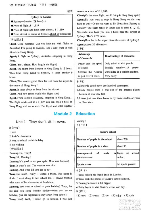 首都师范大学出版社2024年春初中同步5年中考3年模拟九年级英语下册外研版答案