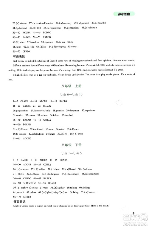 四川教育出版社2024年春新课程实践与探究丛书九年级英语下册人教版答案 四川教育出版社2024年春新课程实践与探究丛书九年级英语下册人教版答案