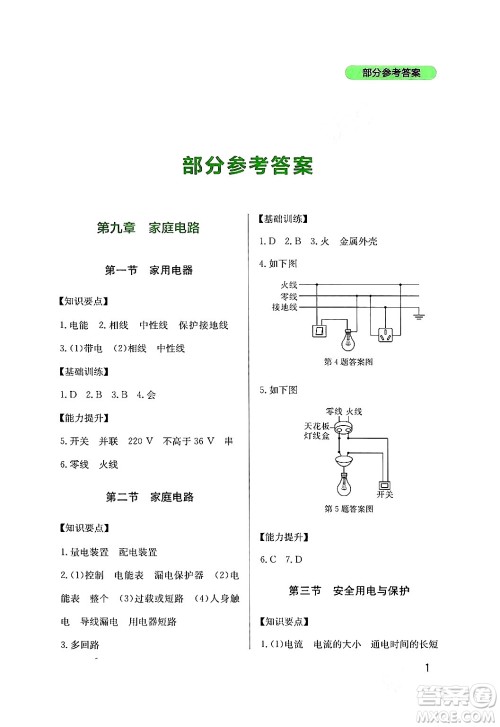 四川教育出版社2024年春新课程实践与探究丛书九年级物理下册教科版答案