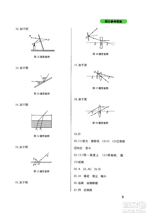 四川教育出版社2024年春新课程实践与探究丛书九年级物理下册教科版答案