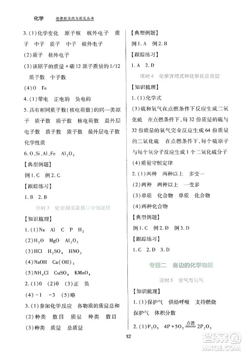 四川教育出版社2024年春新课程实践与探究丛书九年级化学下册人教版答案
