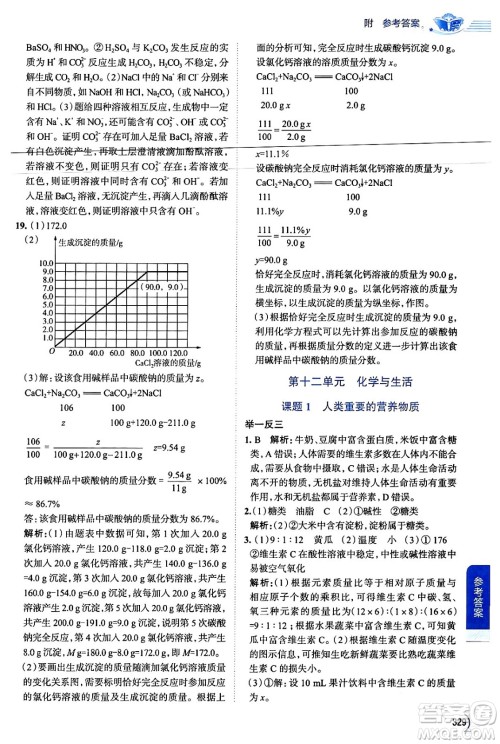 陕西人民教育出版社2024年春中学教材全解九年级化学下册人教版答案