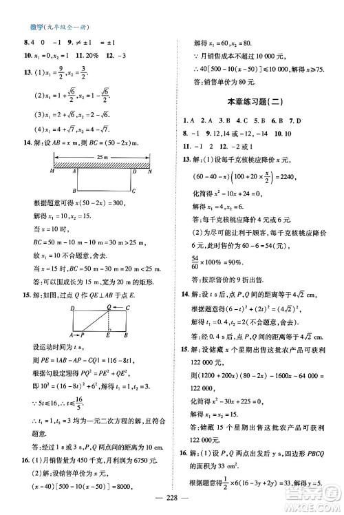 青岛出版社2024年春新课堂学习与探究九年级数学下册通用版答案