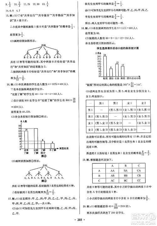 青岛出版社2024年春新课堂学习与探究九年级数学下册通用版答案