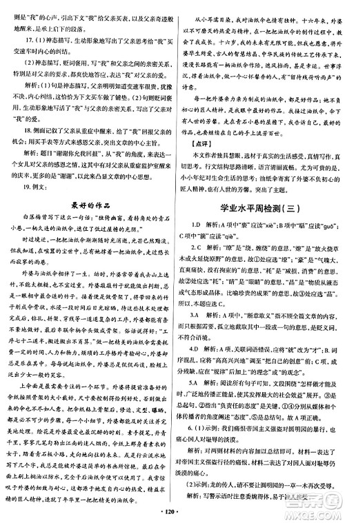 青岛出版社2024年春新课堂学习与探究九年级语文下册通用版答案
