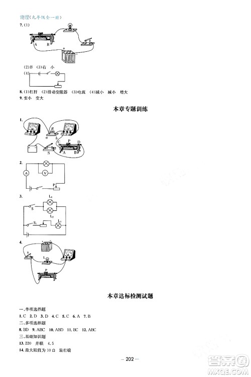 青岛出版社2024年春新课堂学习与探究九年级物理下册通用版答案