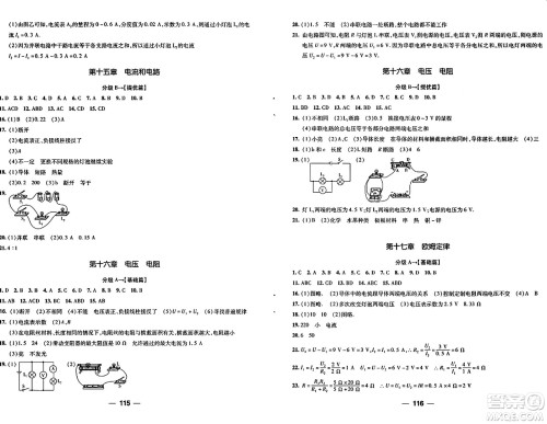 青岛出版社2024年春新课堂学习与探究九年级物理下册通用版答案