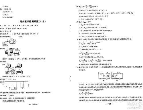 青岛出版社2024年春新课堂学习与探究九年级物理下册通用版答案