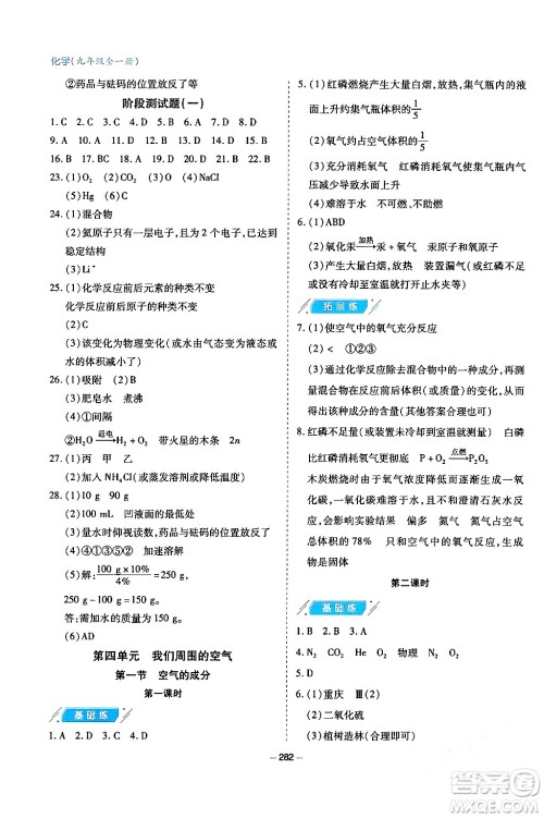 青岛出版社2024年春新课堂学习与探究九年级化学下册通用版答案