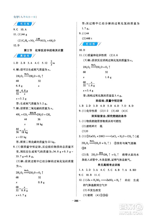 青岛出版社2024年春新课堂学习与探究九年级化学下册通用版答案