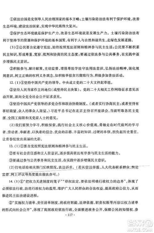 青岛出版社2024年春新课堂学习与探究九年级道德与法治下册通用版答案