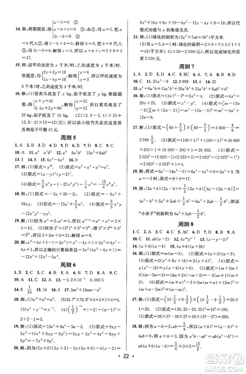 新疆青少年出版社2024年春期末考向标全程跟踪突破测试卷七年级数学下册青岛版答案