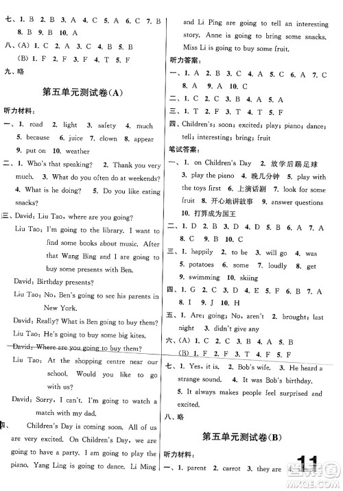江苏凤凰美术出版社2024年春随堂测试卷六年级英语下册江苏版答案