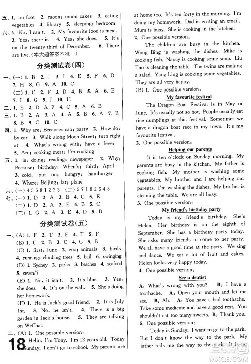 江苏凤凰美术出版社2024年春随堂测试卷五年级英语下册江苏版答案