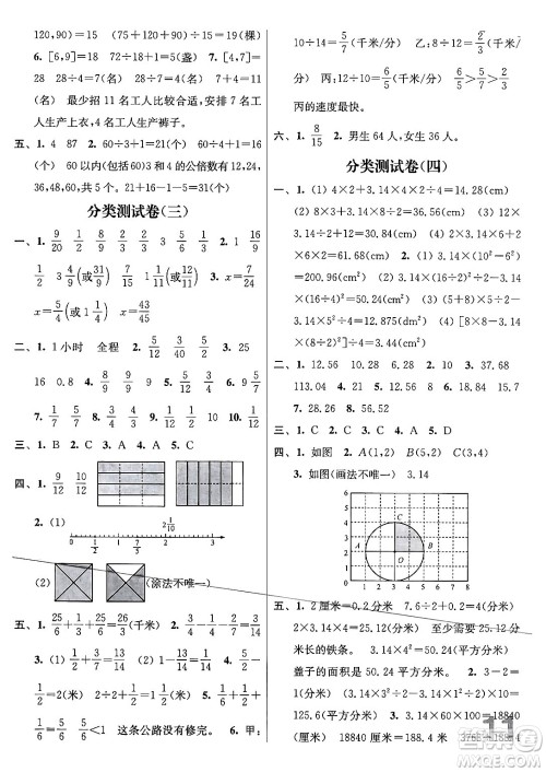 江苏凤凰美术出版社2024年春随堂测试卷五年级数学下册江苏版答案