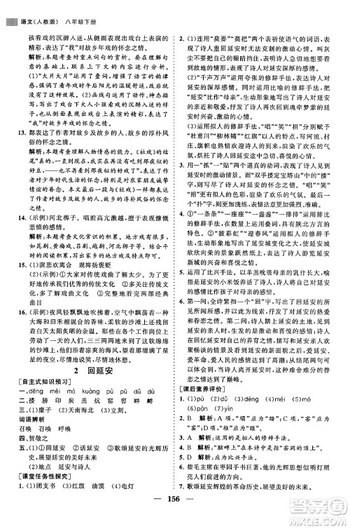 海南出版社2024年春新课程同步练习册八年级语文下册人教版答案