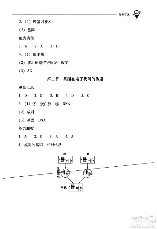 山西教育出版社2024年春新课程问题解决导学方案八年级生物下册人教版答案